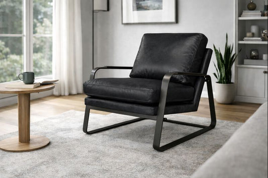 HLHF Tinny Leather Accent Chair - Charcoal Accent Chairs, Living Furniture Store Burlington Ontario Near Me 