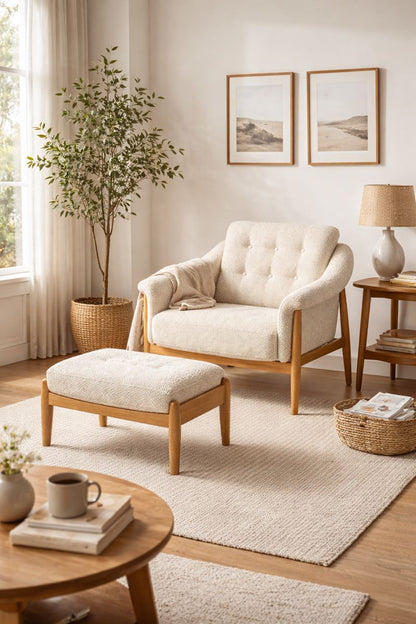 HLHF Tasmin Linen Accent Chair & Ottoman Accent Chairs, Living, New Arrivals Furniture Store Burlington Ontario Near Me 