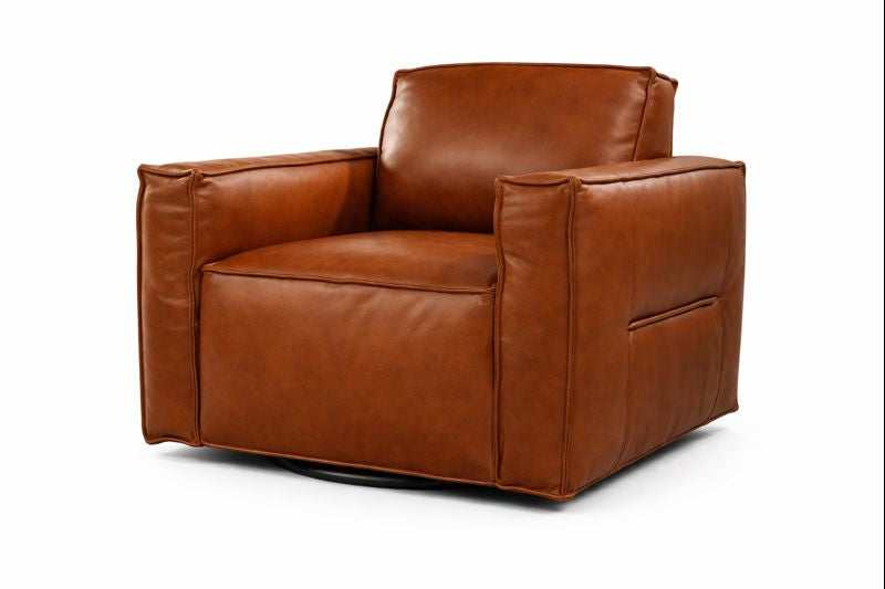 HLHF W1372 Leather Swivel Chair - Berlin Saddle Accent Chairs, Living, New Arrivals Furniture Store Burlington Ontario Near Me 