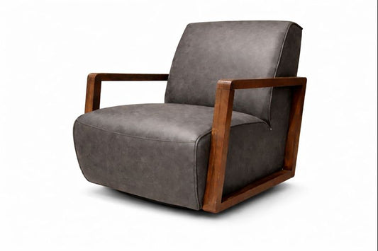 HLHF Turner Coated Fabric Swivel Chair - Charcoal Accent Chairs, Living Furniture Store Burlington Ontario Near Me 