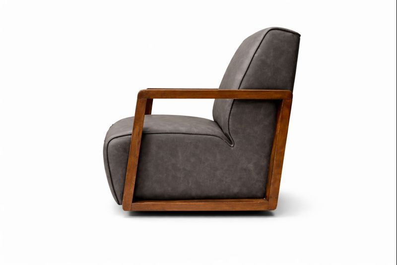 HLHF Turner Coated Fabric Swivel Chair - Charcoal Accent Chairs, Living Furniture Store Burlington Ontario Near Me 