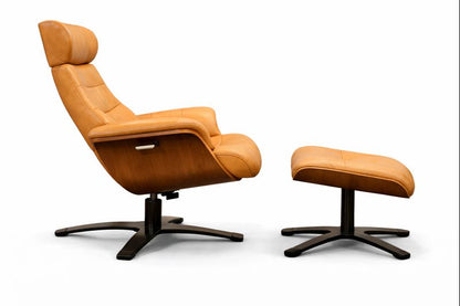 HLHF Arch Leather Lounge Accent Chair & Ottoman - Whiskey Accent Chairs Furniture Store Burlington Ontario Near Me 