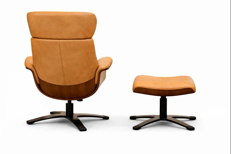 HLHF Arch Leather Lounge Accent Chair & Ottoman - Whiskey Accent Chairs Furniture Store Burlington Ontario Near Me 