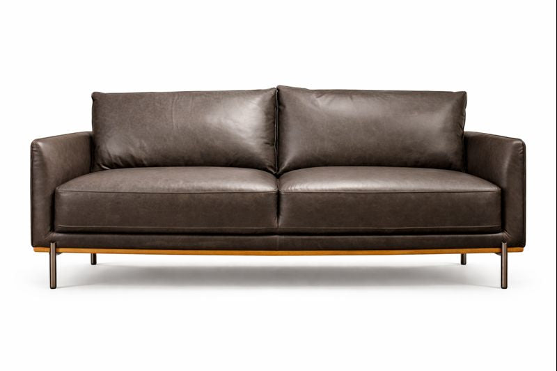 HLHF Club Leather Sofa - Charcoal Living Furniture Store Burlington Ontario Near Me 