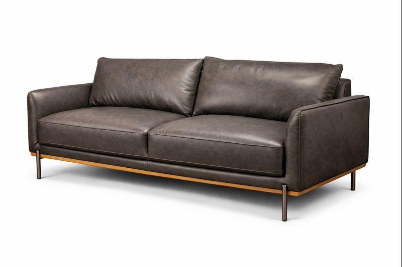 HLHF Club Leather Sofa - Charcoal Living Furniture Store Burlington Ontario Near Me 
