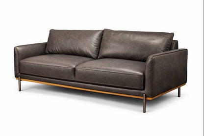 HLHF Club Leather Sofa - Charcoal Living Furniture Store Burlington Ontario Near Me 