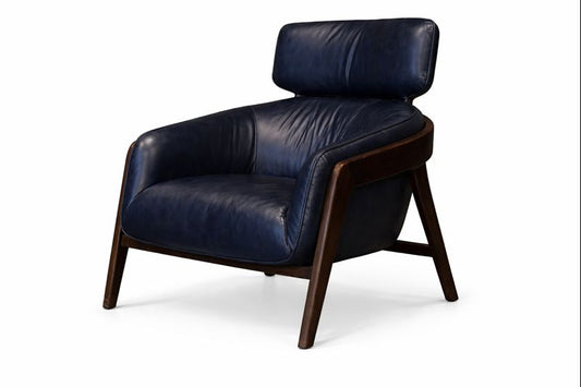 HLHF Bend Leather Accent Chair - Navy Accent Chairs, Living Furniture Store Burlington Ontario Near Me 