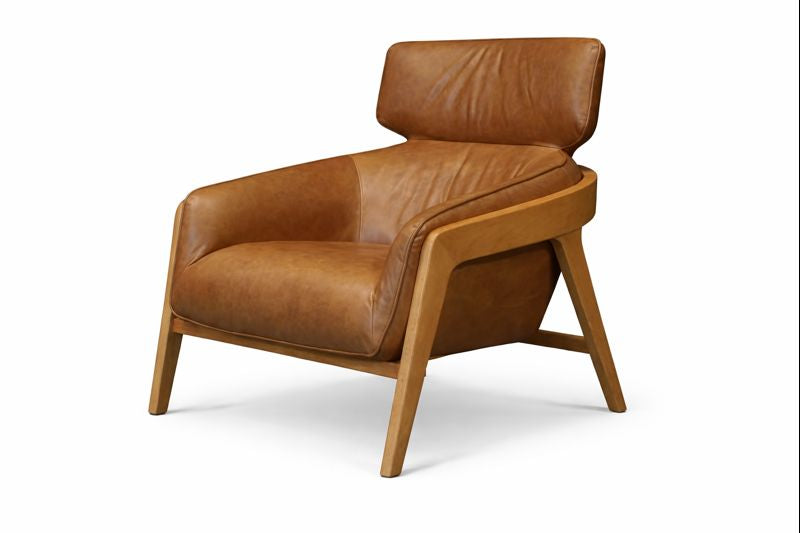 HLHF Bend Leather Accent Chair - Whiskey Accent Chairs, Living Furniture Store Burlington Ontario Near Me 