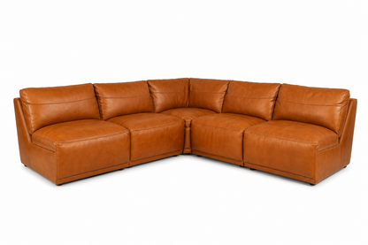 Berlin Saddle Leather 5 PC Sectional