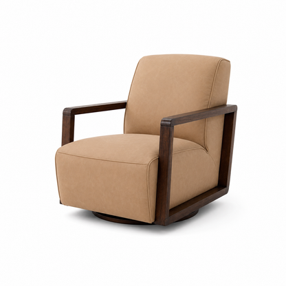 Turner Coated Fabric Swivel Chair - Maelle Butternut