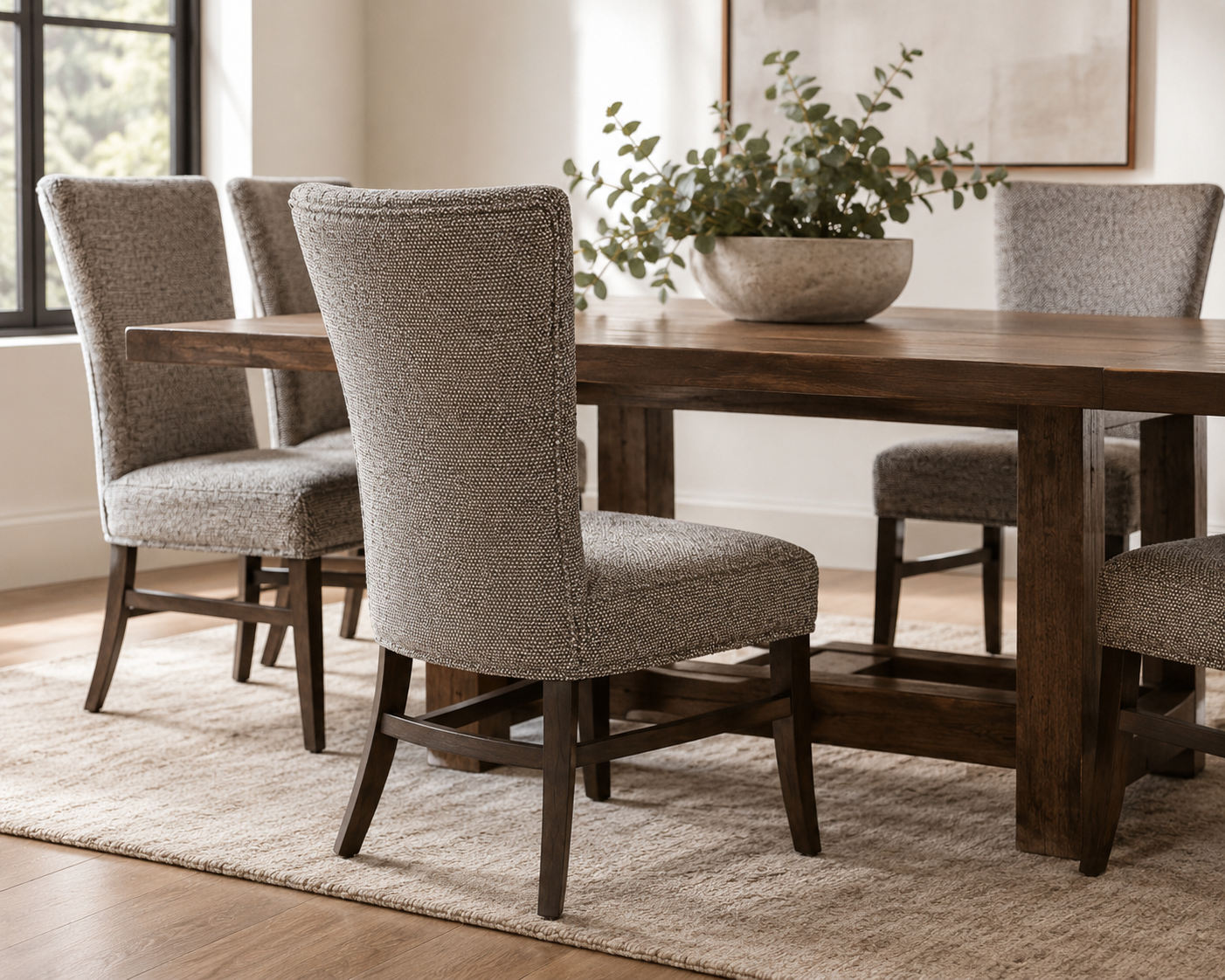 Winged Fabric Dining Chair - Tasmin Earth