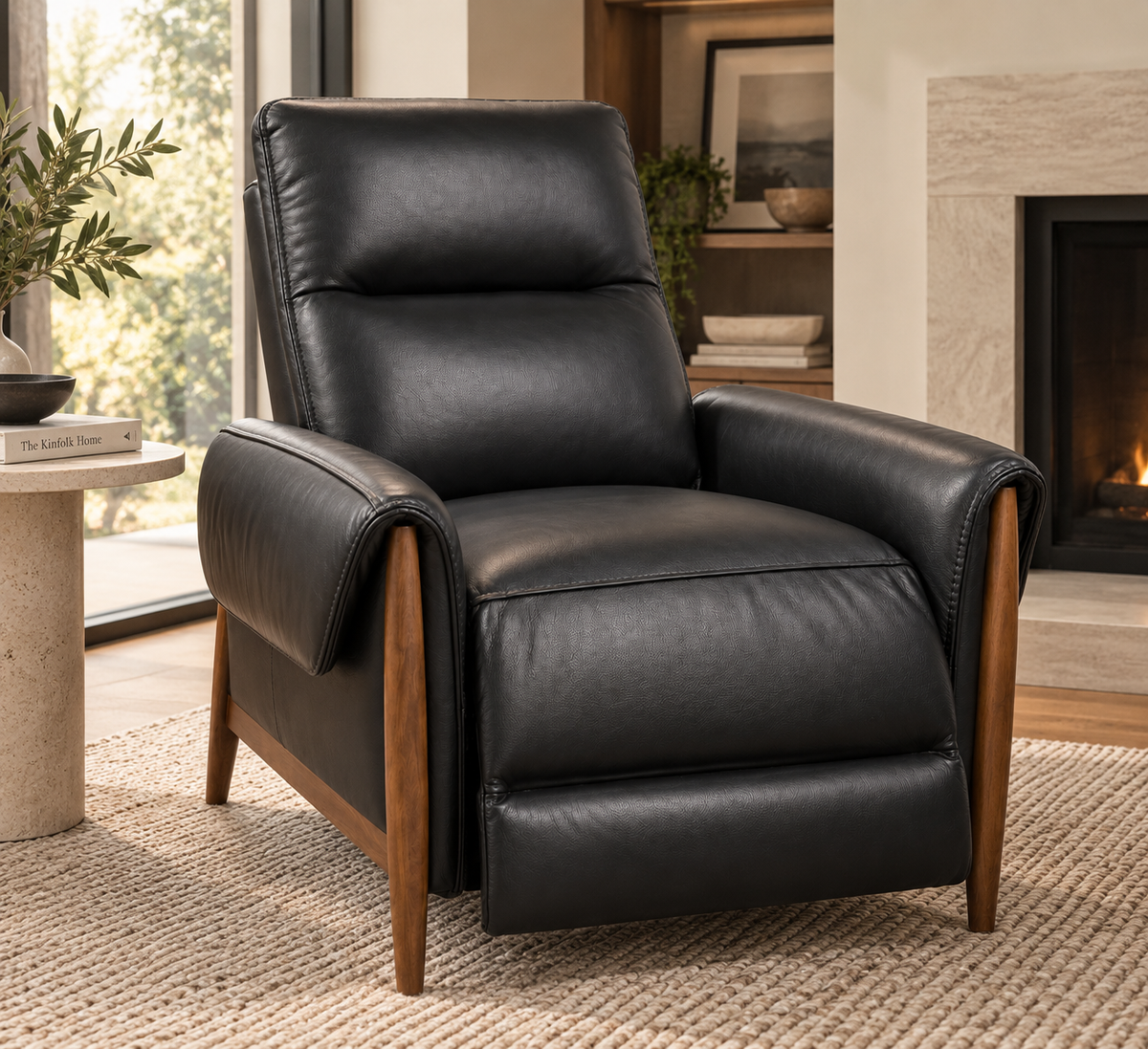 HLHF 6069 Black Leather Electric Motion Recliner Accent Chairs, Living, New Arrivals Furniture Store Burlington Ontario Near Me 