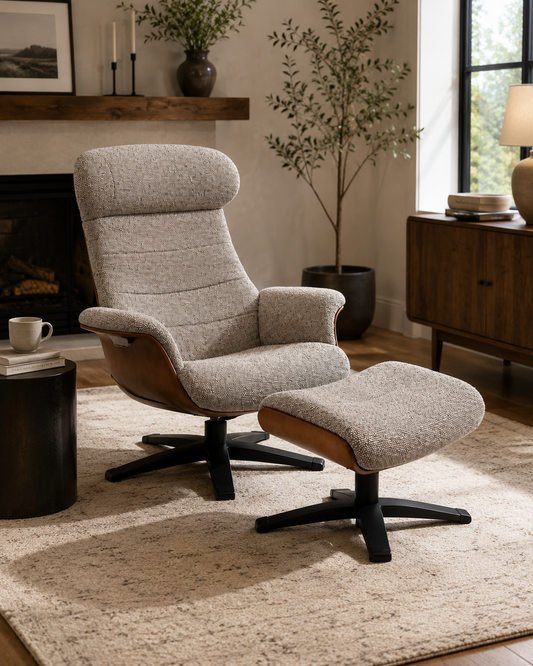 HLHF Arch Lounge Accent Chair & Ottoman - Tasmin Earth Accent Chairs Furniture Store Burlington Ontario Near Me 