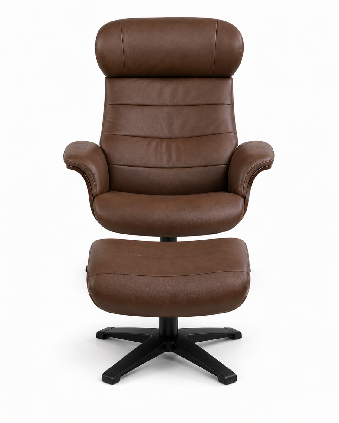 HLHF Arch Leather Lounge Accent Chair & Ottoman - Brown Accent Chairs Furniture Store Burlington Ontario Near Me 