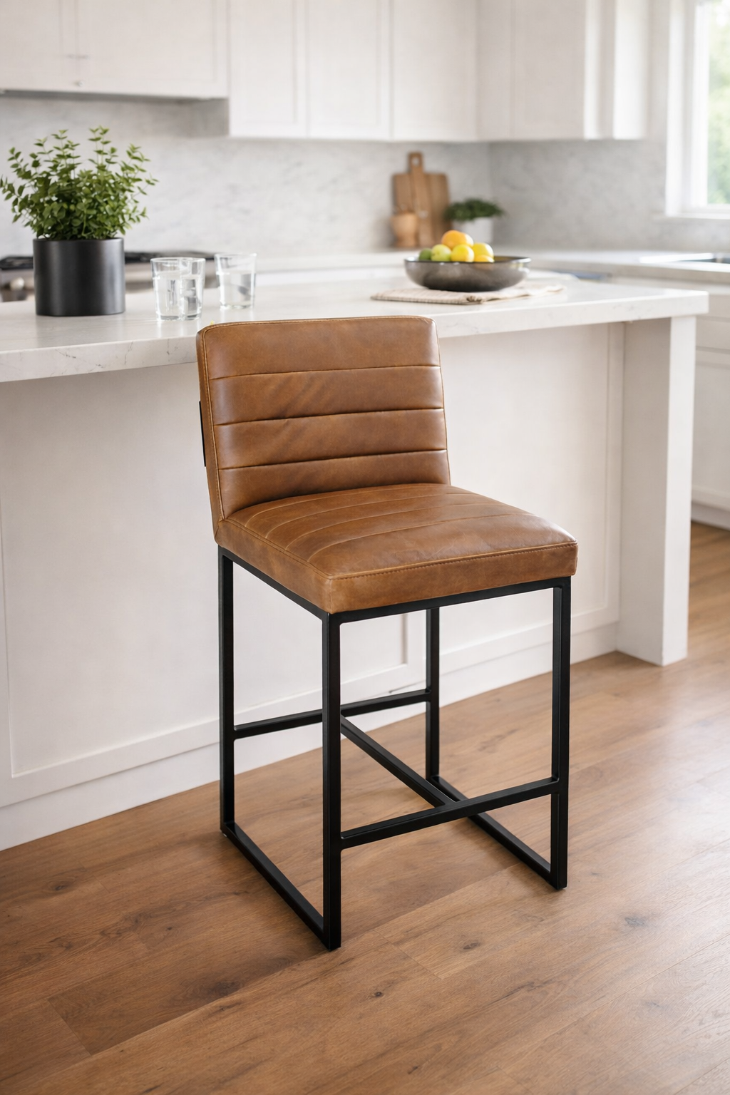 HLHF Coated Fabric Stool - Brown - FLOOR MODEL New Arrivals, Stools & Bars Furniture Store Burlington Ontario Near Me 