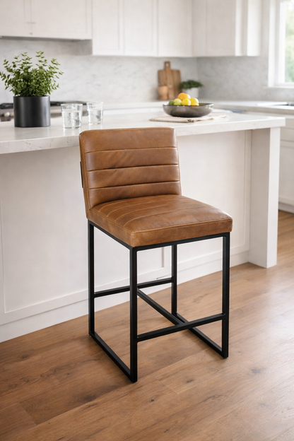 HLHF Coated Fabric Stool - Brown - FLOOR MODEL New Arrivals, Stools & Bars Furniture Store Burlington Ontario Near Me 