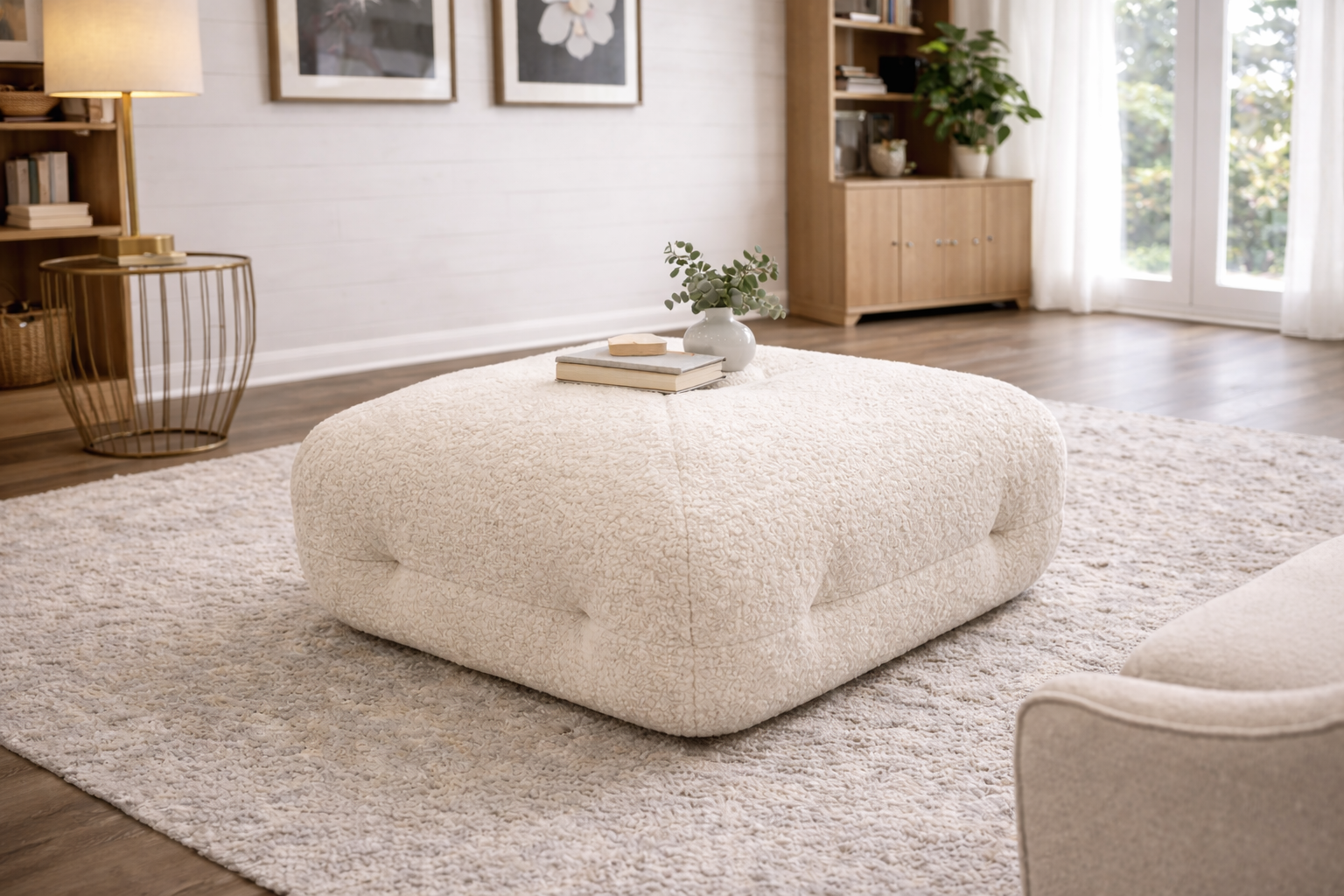 HLHF Wooly Cream Ottoman Accessories, Living, New Arrivals Furniture Store Burlington Ontario Near Me 