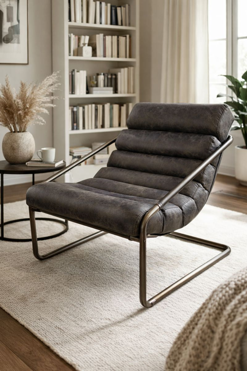 HLHF Bella Leather Sling Chair - Ebony & Whiskey Accent Chairs Furniture Store Burlington Ontario Near Me 