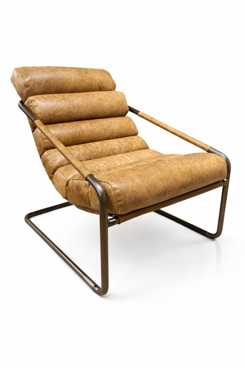 HLHF Bella Leather Sling Chair - Ebony & Whiskey Accent Chairs Furniture Store Burlington Ontario Near Me 