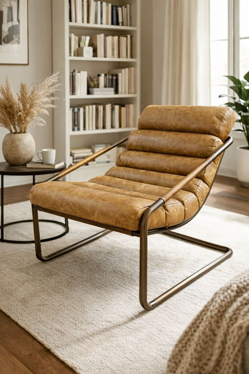 HLHF Bella Leather Sling Chair - Ebony & Whiskey Accent Chairs Furniture Store Burlington Ontario Near Me 