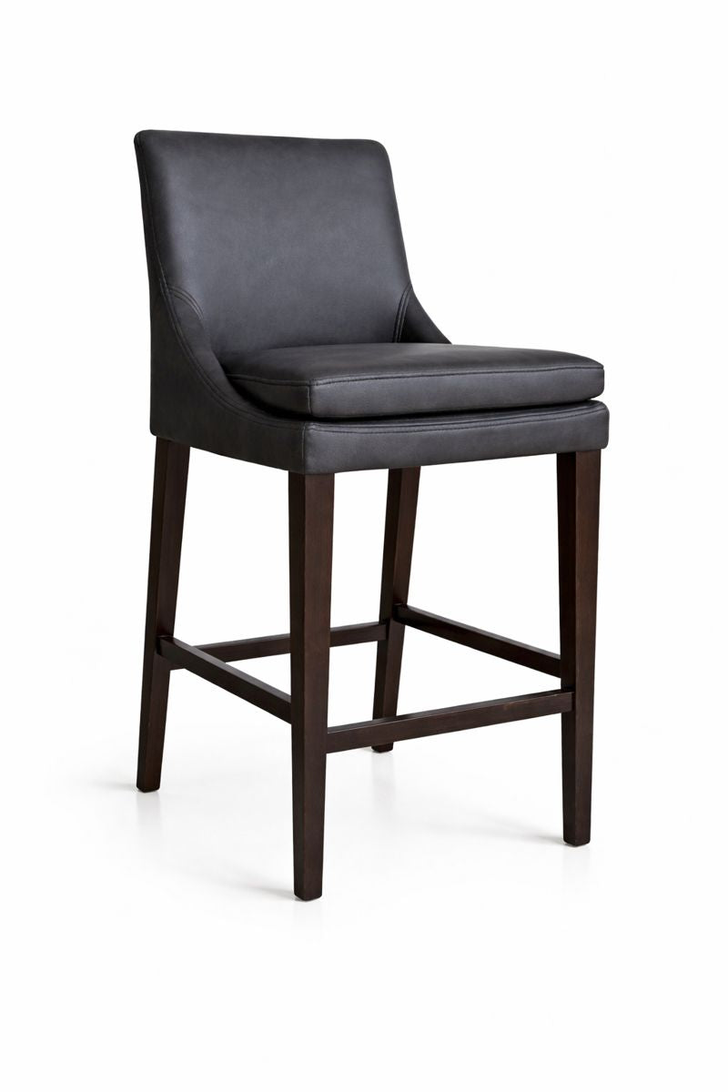 HLHF Coated Fabric Stationary Stool - Charcoal & Brown Stools & Bars Furniture Store Burlington Ontario Near Me 