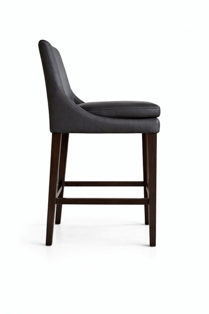 HLHF Coated Fabric Stationary Stool - Charcoal & Brown Stools & Bars Furniture Store Burlington Ontario Near Me 