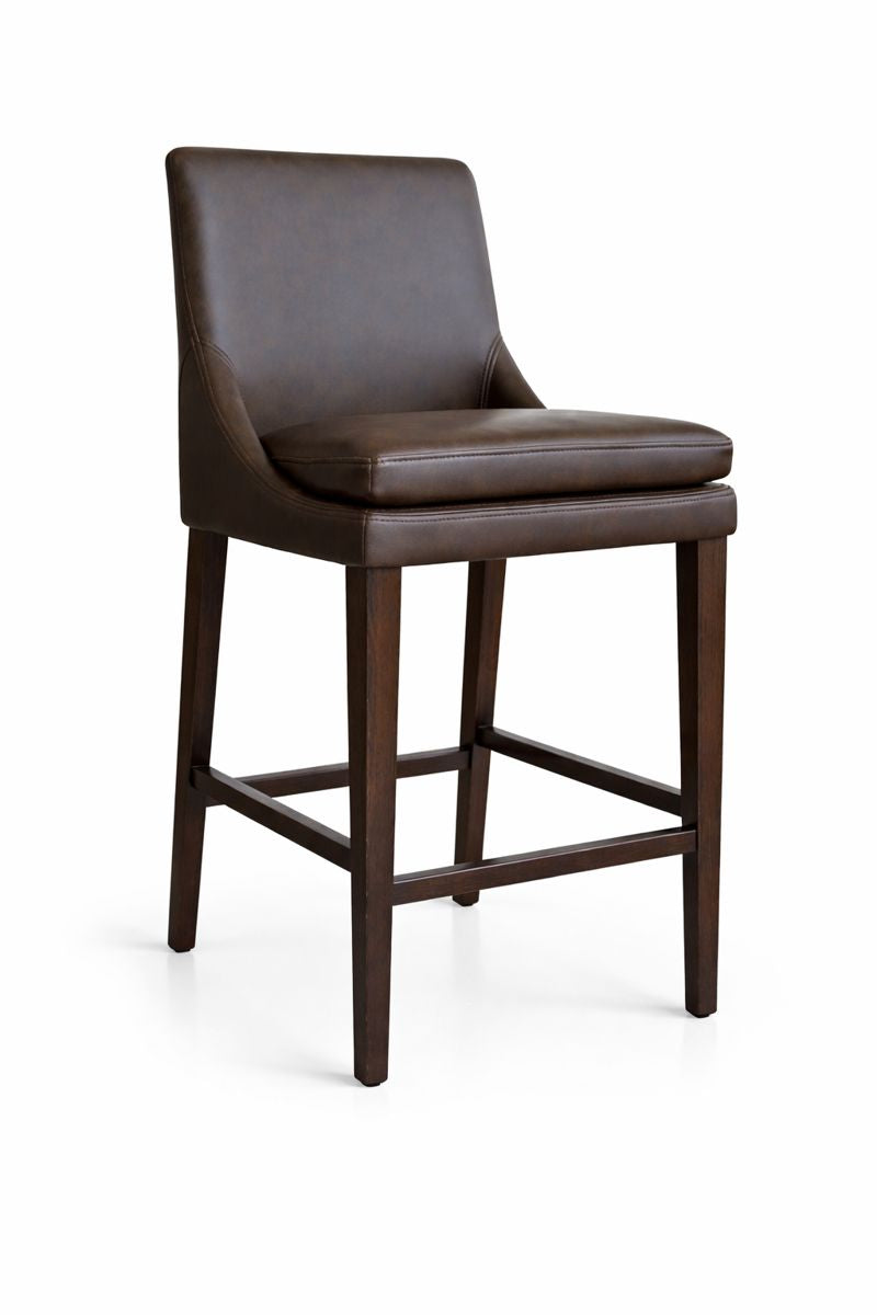 HLHF Coated Fabric Stationary Stool - Charcoal & Brown Stools & Bars Furniture Store Burlington Ontario Near Me 