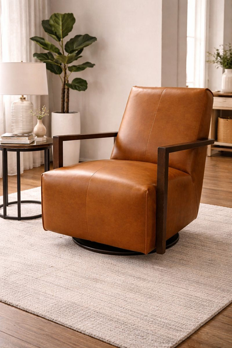 HLHF Detour Leather Glider Accent Chair - 4 Leather Options Accent Chairs Furniture Store Burlington Ontario Near Me 