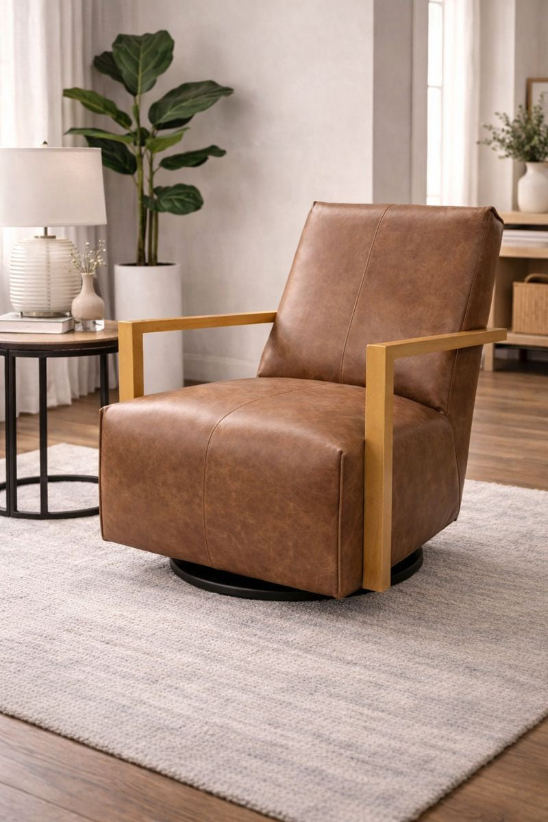HLHF Detour Leather Glider Accent Chair - 4 Leather Options Accent Chairs Furniture Store Burlington Ontario Near Me 