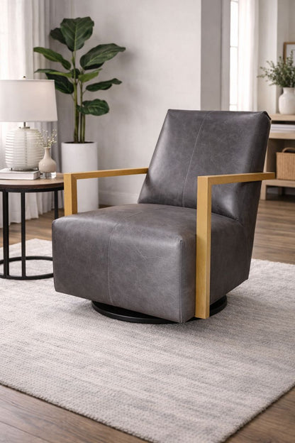 HLHF Detour Leather Glider Accent Chair - 4 Leather Options Accent Chairs Furniture Store Burlington Ontario Near Me 