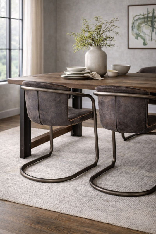 HLHF Normandy Leather Dining Chair - Ebony & Whiskey Dining Furniture Store Burlington Ontario Near Me 