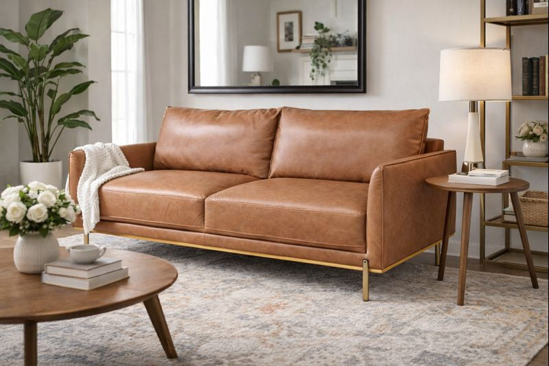 HLHF Club Leather Sofa - Whiskey Living Furniture Store Burlington Ontario Near Me 