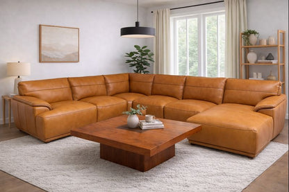 HLHF Berlin Saddle Leather Sectional Living, New Arrivals Furniture Store Burlington Ontario Near Me 