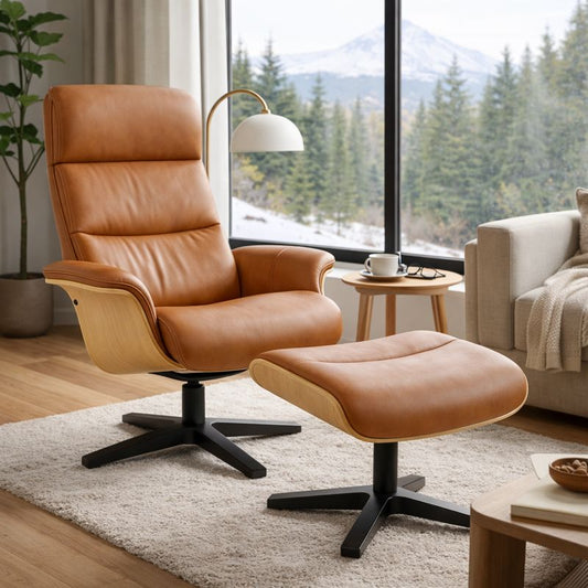 HLHF Vault Leather Lounge Accent Chair & Ottoman Accent Chairs Furniture Store Burlington Ontario Near Me 