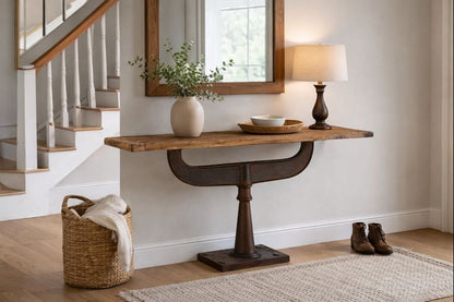 HLHF Industrial Loft Reclaimed Teak Console Living, Occasional Furniture Store Burlington Ontario Near Me 