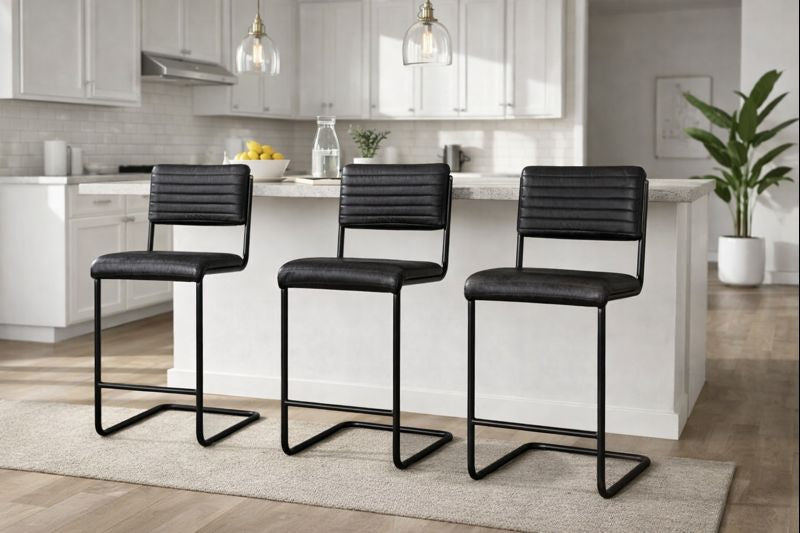 HLHF Dover Leather Stool - Ebony Stools & Bars Furniture Store Burlington Ontario Near Me 
