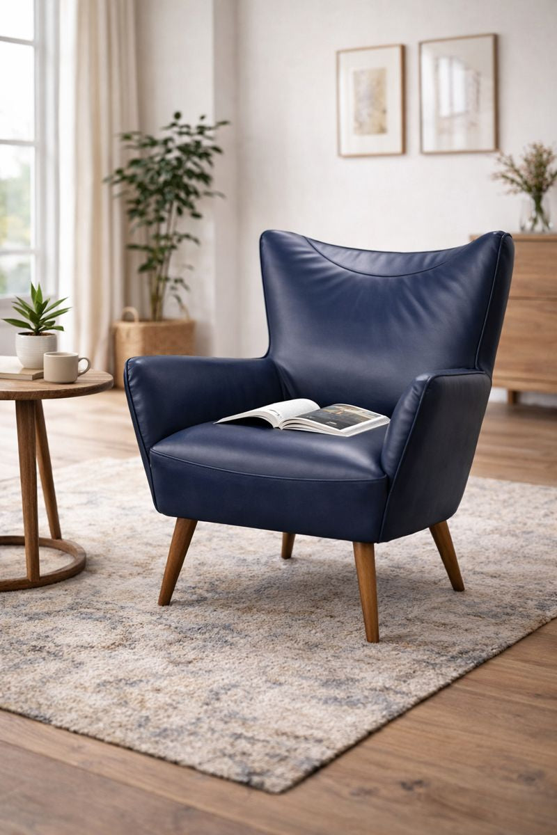 HLHF Orb Leather Accent Chair - Navy Accent Chairs, Living, Sale Furniture Store Burlington Ontario Near Me 