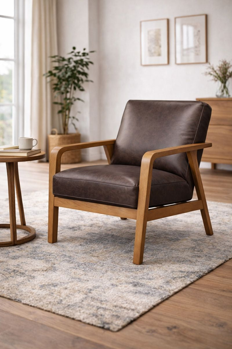 HLHF Edge Leather Accent Chair - Light Charcoal Accent Chairs, Living Furniture Store Burlington Ontario Near Me 