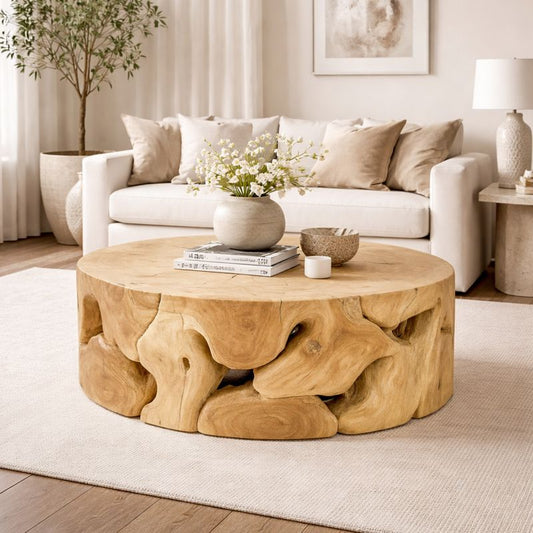 HLHF Bleached Natura Flow Round Coffee Table x Grey Home Coffee Table, Grey Home, Living, New Arrivals, Occasional Furniture Store Burlington Ontario Near Me 