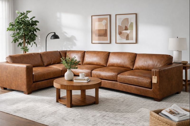 HLHF Old Saddle Leather Sectional Living, New Arrivals Furniture Store Burlington Ontario Near Me 