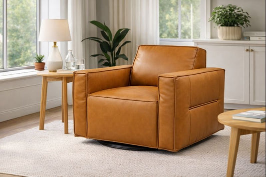 HLHF W1372 Leather Swivel Chair - Oslo Antelope Accent Chairs, Living, New Arrivals Furniture Store Burlington Ontario Near Me 