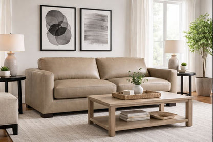 HLHF Maverick Buff Leather Sofa Living, New Arrivals, Sale Furniture Store Burlington Ontario Near Me 