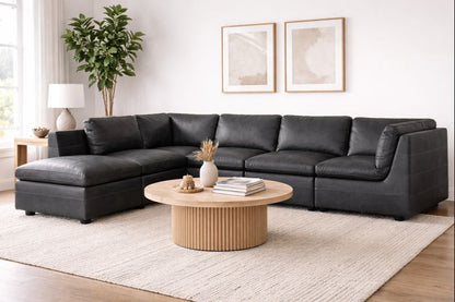 HLHF Volcano Gunpowder Leather Sectional Living Furniture Store Burlington Ontario Near Me 