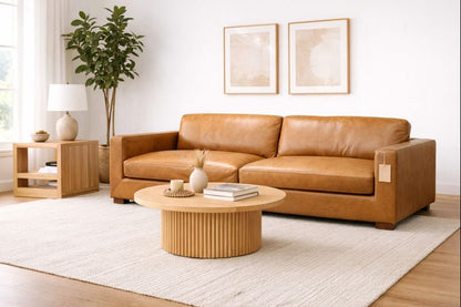 HLHF Saddle Tan Leather Sofa Living, New Arrivals Furniture Store Burlington Ontario Near Me 