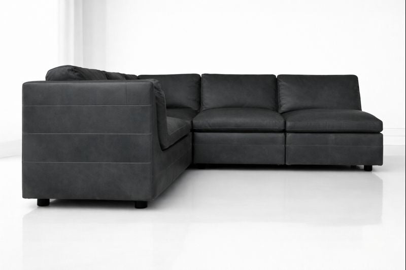 HLHF Volcano Gunpowder Leather Sectional Living Furniture Store Burlington Ontario Near Me 