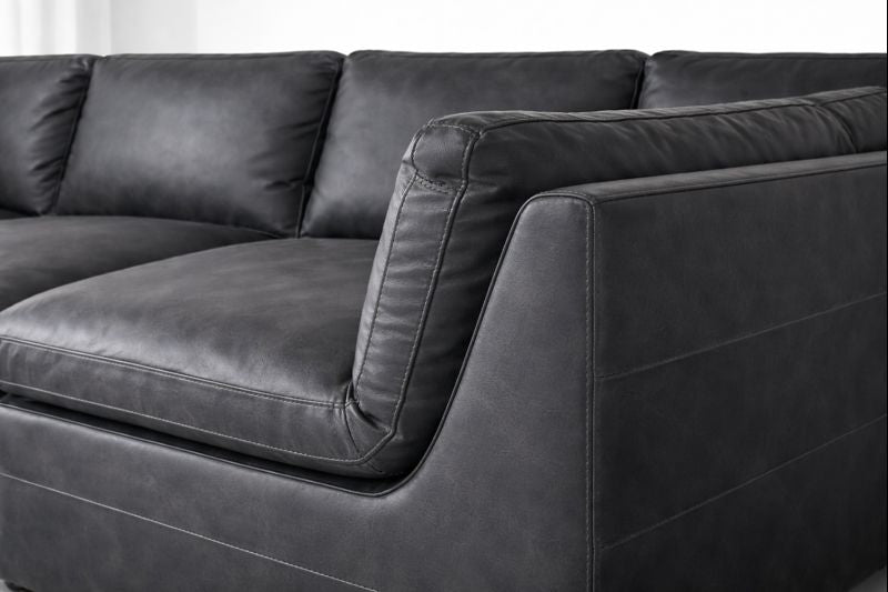 HLHF Volcano Gunpowder Leather Sectional Living Furniture Store Burlington Ontario Near Me 