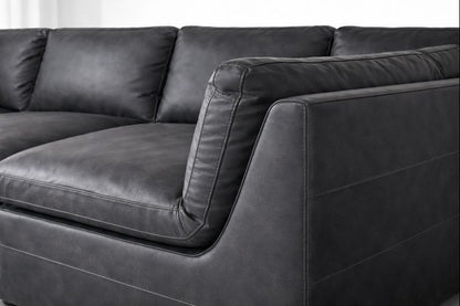 HLHF Volcano Gunpowder Leather Sectional Living Furniture Store Burlington Ontario Near Me 