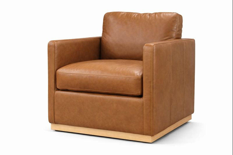 HLHF Club Swivel Accent Chair - Whiskey Tan Accent Chairs, Living Furniture Store Burlington Ontario Near Me 