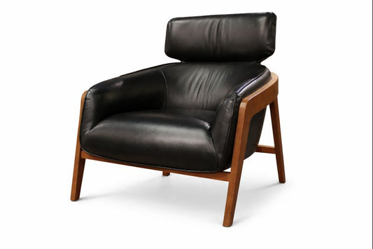 HLHF Bend Leather Accent Chair - Black Accent Chairs, Living Furniture Store Burlington Ontario Near Me 