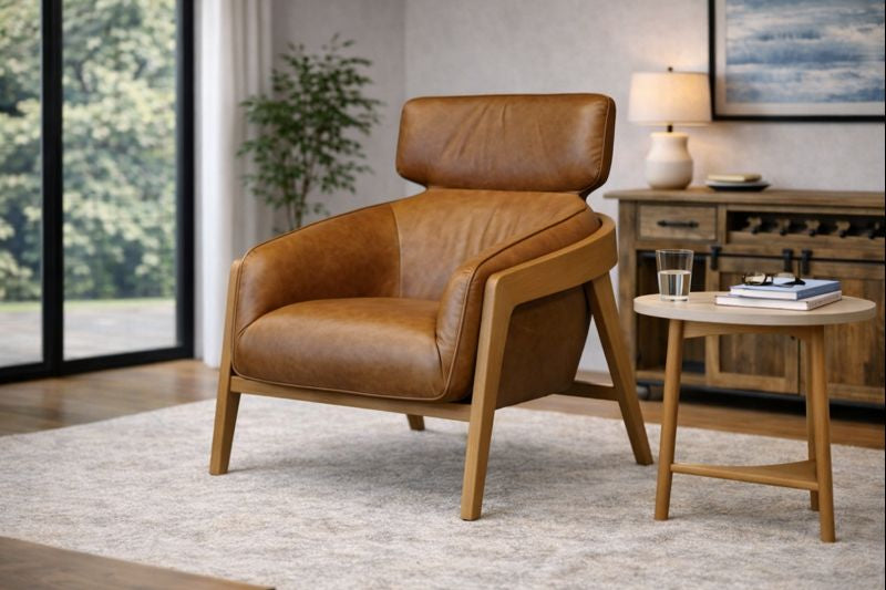A993-1(2A) Leather Accent Chair - Whiskey Burlington ON K Home – HLHF